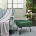 thumbnail image 5 of Dark Green Velvet Tufted Ottoman Entryway  19.5"x12.5"x17"  Furry Makeup Stool with Metal Leg Footrest Sturdy Footstool Bedroom End of Bed Living Room Couch Vanity Home Decor Outdoor, 5 of 9