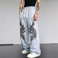thumbnail image 4 of CONZONE Men's Baggy Sweatpants Gothic Wide Leg Pants for Men Trendy Elastic Waist Graphic Y2K Soft Streetwear Joggers With Pocket, 4 of 6