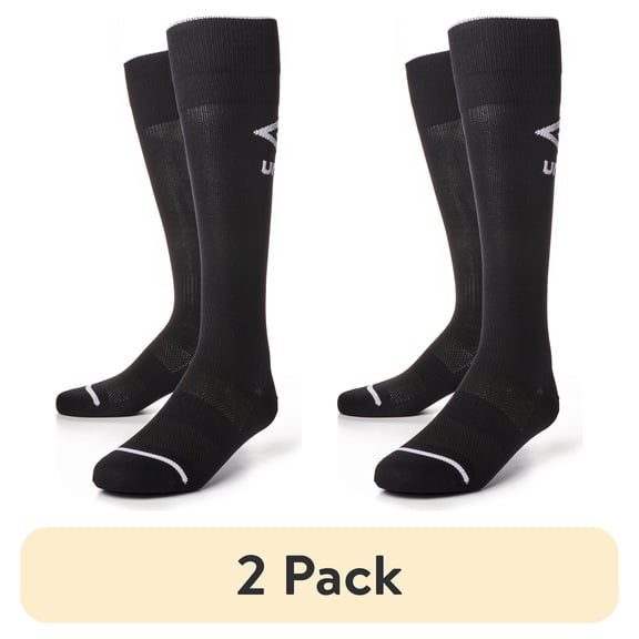 (2 pack) Umbro Youth Boys and Girls Soccer Socks, Black 1 Pack