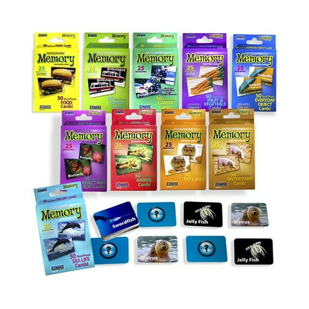 Set of 10 Picture Memory Card Games Real Photo Concentration Games