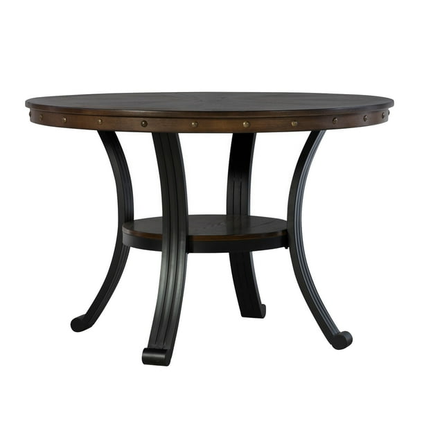 Saltoro Sherpi 45 Inch Metal And Wood Round Top Dining Table Brown Black Com Saltoro Sherpi 45 Inch Metal And Wood, 45 Inch Round Dining Table Top