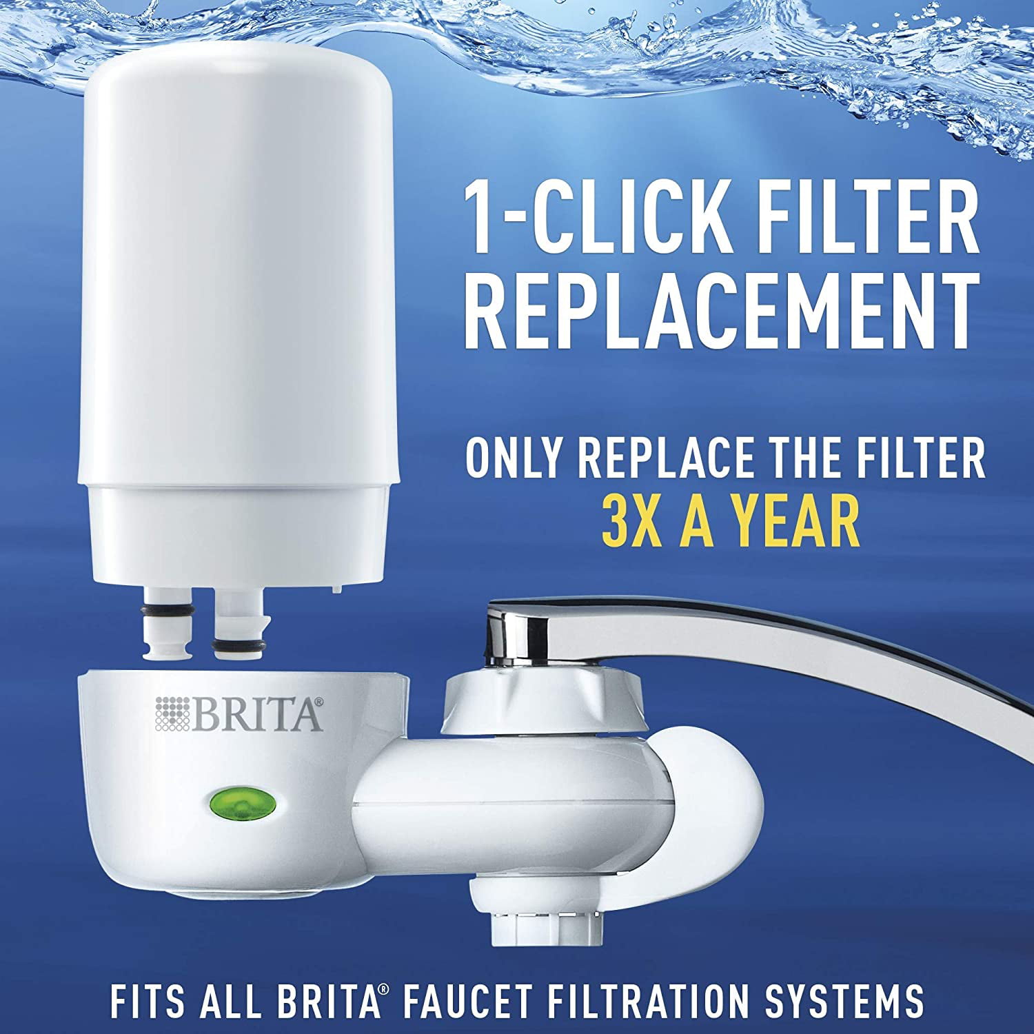 Brita Faucet Mount System, Water Faucet Filtration System with Filter  Change Reminder, Reduces Lead, Made Without BPA, Fits Standard Faucets  Only, Elite Advanced, White, Includes 1 Replacement Filter - Faucet Mount  Water