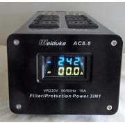 TOPCHANCES Weiduka AC8.8 3000W 15A Advanced Audio Power Purifier Power Filter AC Power Socket Upgraded Dual LED Display 100~240V, Black