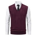 thumbnail image 2 of XUNKUSGA Sweater Vest Men Lightweight V Neck Sleeveless Sweaters for Men Casual Cable Knitted Men's Sweaters Pullover Slim Fit Mens Vest L-2XL Red, 2 of 5