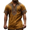 thumbnail image 2 of Henley Shirts for Men Summer Casual Retro Print V Neck Short Sleeve Renaissance Shirt Men Streetwear, 2 of 5