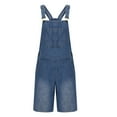 thumbnail image 3 of DLfVUB Denim Bib Overalls for Men Adjustable Straps Straight Pants Loose Fit Casual Jean Jumpsuit Chest Pocket Washed Suspender Shorts Blue XXL, 3 of 5