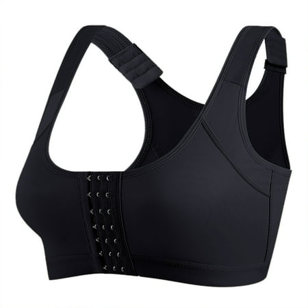 Sports Bras Plus Size Women Lightly Lined Bra Feature V-Neck Balconette Bra Style W-1101 Hook and Eye Closure High Impact Sports Bras Black XL