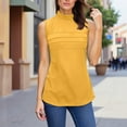 thumbnail image 4 of Lenpel Sleeveless T Shirts for Women Plus Size Mock Turtleneck Neck Pleated Front Slim Tank Tops Soft Casual Tunic Blouses, 4 of 7