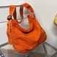 thumbnail image 4 of Bolso de lona para mujer, bolso bandolera, casual, bolso de hombro grande, bolso de compras, estilo unisex Verde + Negro + Naranja, 4 of 6