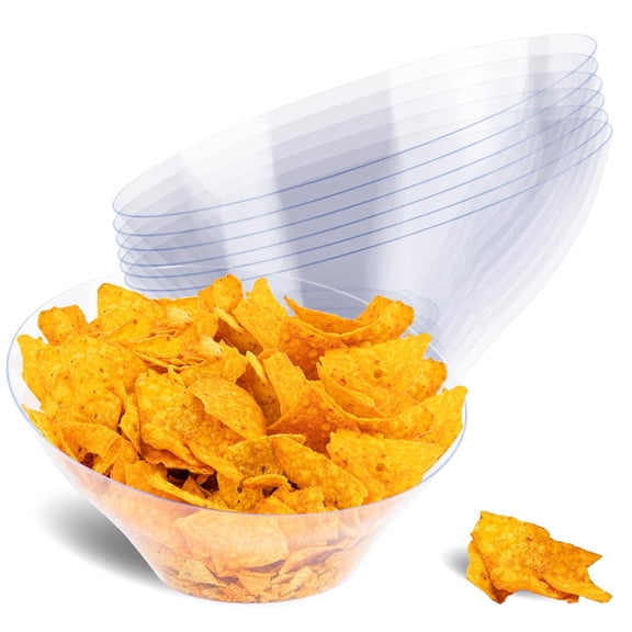 Stock Your Home 54oz Clear Plastic Serving Bowls (6 Pack) – Disposable Large Snack & Candy Bowls for Parties, Buffet, Chips, Popcorn & Salad Bar