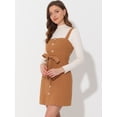 thumbnail image 2 of INSPIRE CHIC Women's Classic Adjustable Strap A-Line Overall Denim Dress X-Small Caramel, 2 of 4