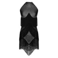 thumbnail image 2 of Alvivi Robe de Danse Latine pour Femmes Paillettes Sans Manches Franges Chacha Salsa Rumba Tango Valse Tenue de Danse de Salon Noir TP, 2 of 6
