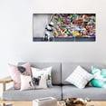 thumbnail image 2 of Canvas Wall Art Behind The Curtain Pictures Banksy Graffiti Classic Painting Colorful Street Pop Art Posters and Prints Framed Modern Abstract Artwork Home Decor for Living Room Framed - 36” x 16”, 2 of 6