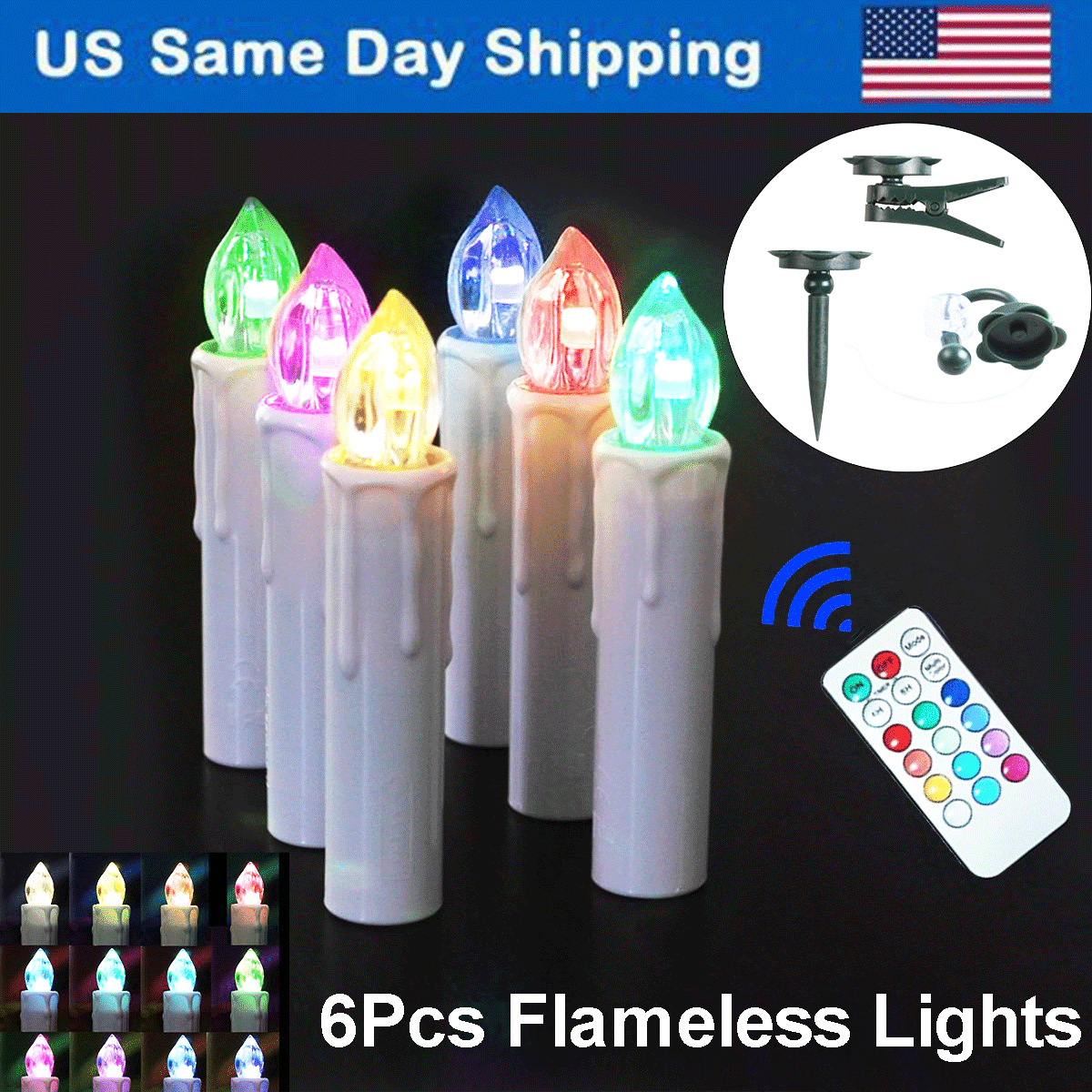 6 Pcs Clip On Candle Lights for Christmas Tree with Remote and Timer