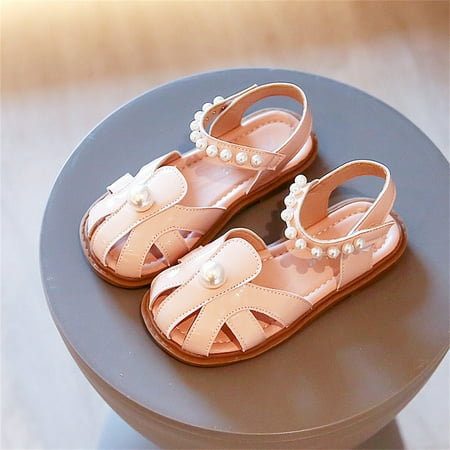 

Hawee Girls PU Leather Large Pearl Beaded Sandals Shoes JW293 Size 5-10