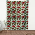 thumbnail image 4 of Ambesonne Floral Fabric by the Yard Upholstery, Detailed Large Flowers Scene, 3 Yards, Pale Blue Vermilion, 4 of 5