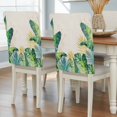 thumbnail image 2 of Tropical Plant Chair Covers Set of 8 Green Leaf Summer Watercolor Vintage Linen Chair Back Covers Stretch Removable Washable Slipcovers Protector for Dining Room Kitchen Party Decor, 2 of 9
