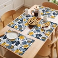 thumbnail image 5 of Tropical Leaf Placemats Set of 12 Orange Blue Palm Plants Summer Pastoral Place Mats Indoor Wipeable Table Mats Washable Cloth Dining Table Placemats for Kitchen Holiday Party Home Decor 13x19 Inch, 5 of 9