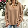 thumbnail image 2 of Wenini 2026 Women's V Neck Loose Long Sleeve Knit Pullover Sweater Fall Trendy Casual Sweater Top, 2 of 7