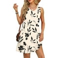thumbnail image 5 of Weiqiqre Plus Size Summer Dresses Casual Trendy Floral Print V Neck Sleeveless Tank Dress Loose Beach Vacation Mini Vest Dress, 5 of 7