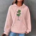 thumbnail image 2 of Women's Waffle Sweatshirts St. Patrick's Day Letter Graphic Print Drawstring Casual Loose Pullover Hoodies with Pockets(Pink,XL), 2 of 5