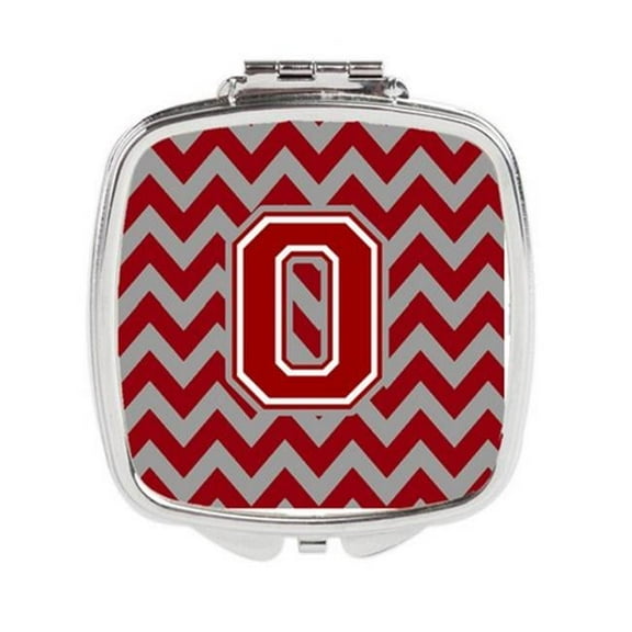 Letter O Chevron Maroon & White Compact Mirror - 3 x 0.3 x 2.75 in.