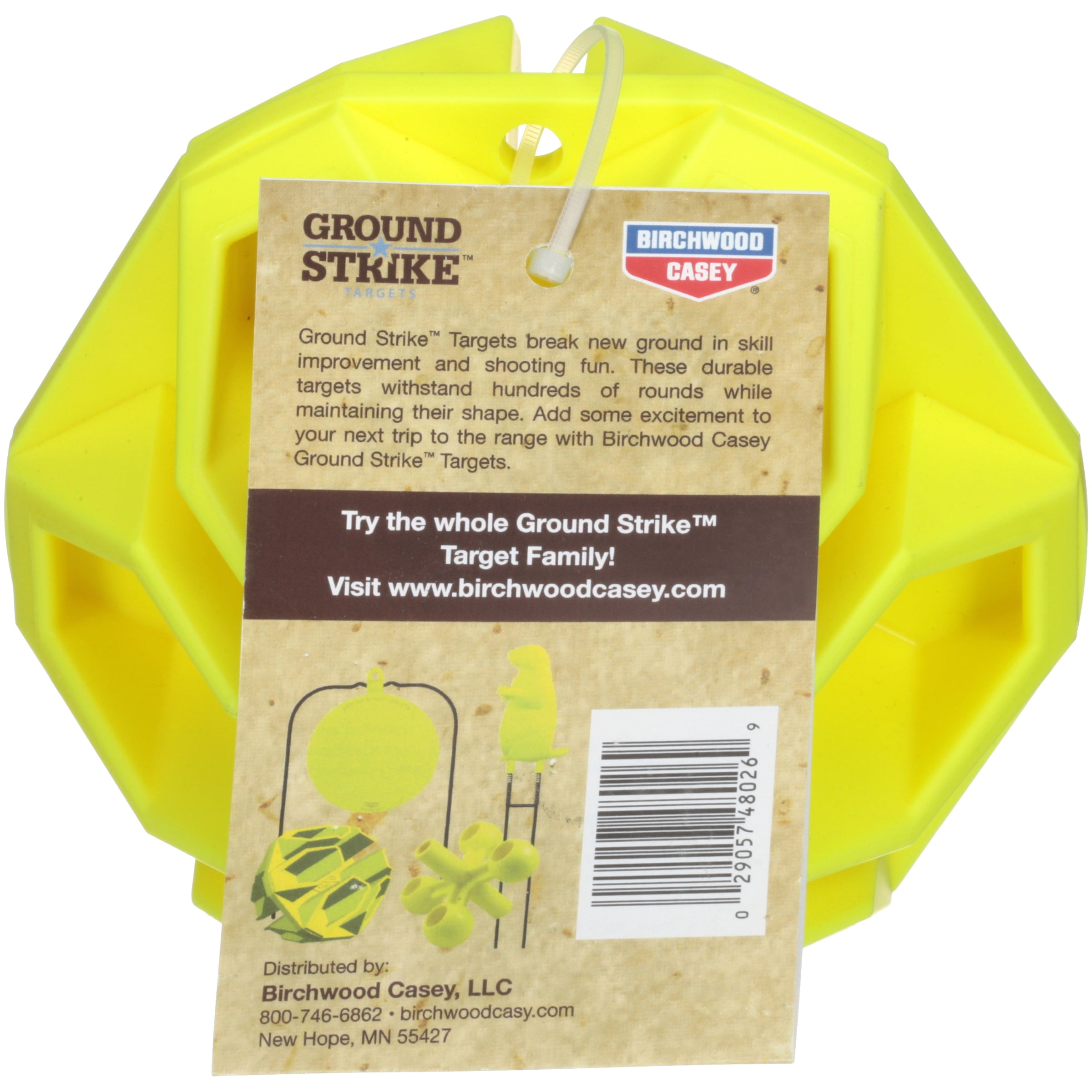 BIRCHWOOD CASEY Ground Strike Hex Target Ball for Outdoor Shooting - Durable Long-Lasting Highly Visible Yellow 6" Ball Resealable Target Rated for All Calibers from .22 up