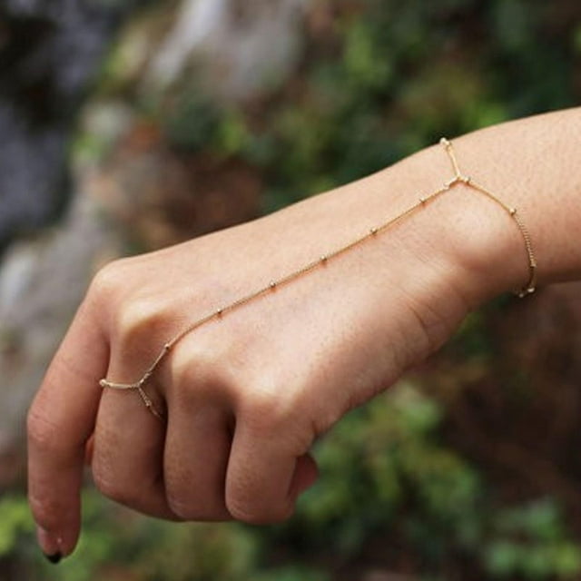 de dedo cadena mano cadena joyería para fiestas diarias niñas Oro 1 Hugo Pulsera de anillo de dedo