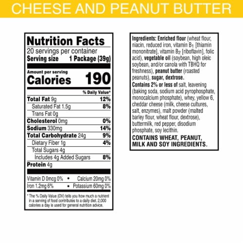 Keebler Cheese and Peanut Butter Sandwich Snack Crackers 20 ct / 1.38 oz