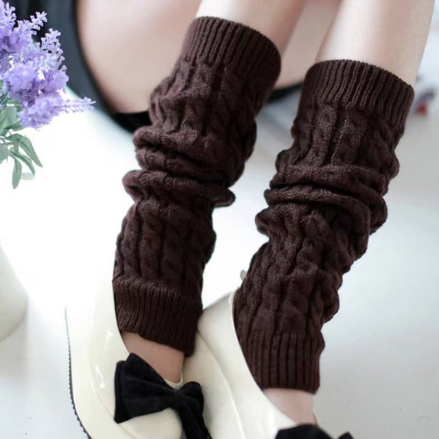 Calcetines de lana y algodón para pantorrillas, calcetines de vellón trenzado, calzado de punto para mujer, medias cálidas de lana, botines, calcetines