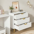 thumbnail image 3 of Nightstand Table with 3 Drawers, Honeycomb Pattern Wooden Side Table with Storage, Office File Cabinet, side table for Bedroom, Bedroom, Hallway, Hotel Bedside Table/Wardrobe Organizer, 3 of 7