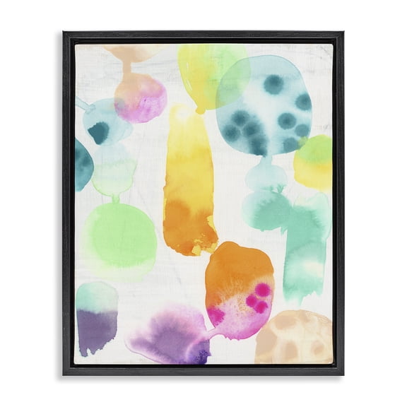 Stupell Industries Contemporary Pastel Watercolor Pattern Black Floating Frame Canvas Art, 17 x 21, by June Erica Vess