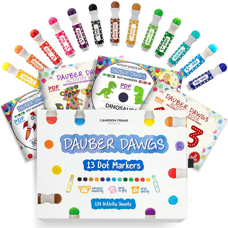 Buy Washable Dot Markers 13 Pack With 124 Activity Sheets For Kids, Gift  Set With Toddler Art Activities, Preschool Children Arts Crafts Supplies  Kit, Special Holiday Bingo Dabbers Dobbers, Dauber Dawgs Online