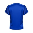 thumbnail image 7 of YanHoo Womens Stain Silk Summer T-Shirts Pleated Short Sleeve V Neck Tops Loose Fit Spring Fashion Shirts Business Dressy Blouse Blue,L, 7 of 7