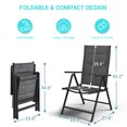 thumbnail image 6 of ELPOSUN Patio Folding Dining Chairs Set of 2, Folding Lawn Chairs for Adults with Padded All Weather Breathable Textilene, Outdoor Portable Adjustable Chairs with Steel Frame, No Assembly, Dark Grey, 6 of 7