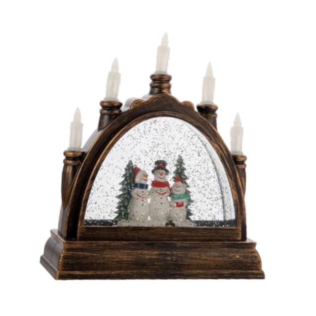 Vela de bola de nieve navideña, adorno de farol de bola de nieve para fotos, vela sin llama con escena de muñeco de nieve para Navidad