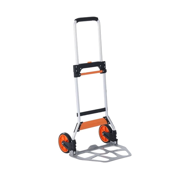 Folding Hand Truck - 275lbs Capacity - Aluminum Portable Dolly Cart, Telescoping Handle, PP TPR Wheels - Heavy Duty Warehouse Moving