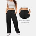 thumbnail image 5 of AherBiu Juniors Cargo Pants for Women Elastic Waisted Straight Leg Hiking Casual Loose Fitted Work Cargos with Multi Pockets(Large,Black), 5 of 7