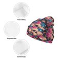 thumbnail image 3 of Easygdp Skull Blue Flower Winter Beanie for Men Women Beanie Knit Hat Cuffed Cap Beanie Knit Chunky Snow Cap, 3 of 6