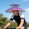 thumbnail image 5 of Guodhu Double-Layer Fishing Umbrella Hat, Head-Mounted Hands-Free Sun Protection Rain Shade, Outdoor Large Folding Umbrella for Fishing and Work(Purple), 5 of 6