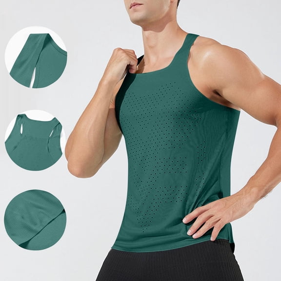 Blczomt Mens Tank Plain Summer Workout Tank Tops Green Sleeveless Breathable Solid Shirts