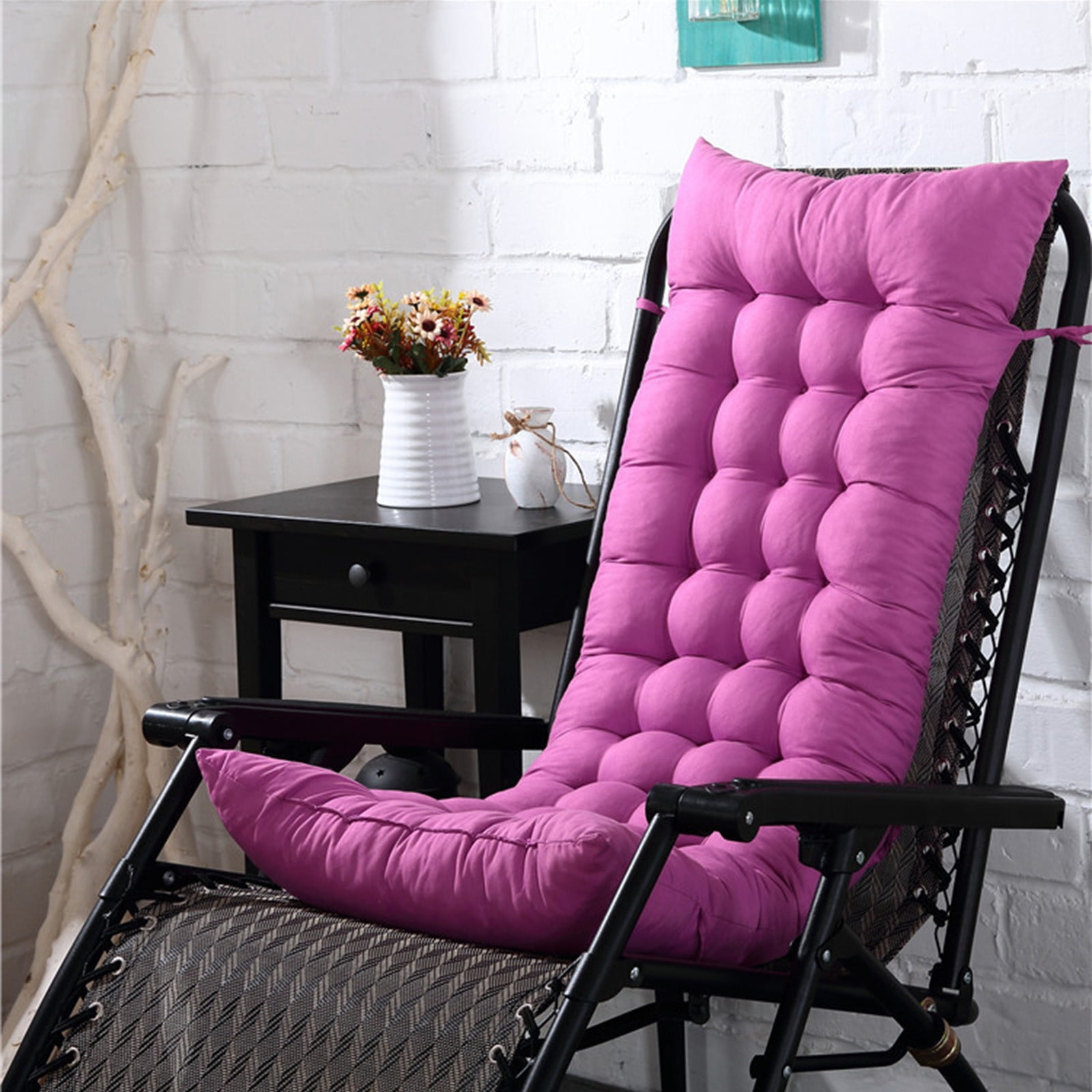 Outdoor Chair Cushions Rocking Chair Cushion Outdoor Garden Non-Slip High-Backed Patio Pads Washable(Pink)