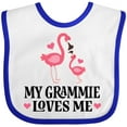 thumbnail image 3 of Inktastic Grammie Loves Me Girl Flamingo Girls Baby Bib, 3 of 4