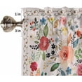 thumbnail image 5 of Colorful Flowers Kitchen Curtains and Valances Set, Rod Pocket Curtains Tier Farmhouse Window Curtains 24 Inch Length, Spring Botanical Plants Light Pink 3 Piece Kitchen Curtains Set, 5 of 6