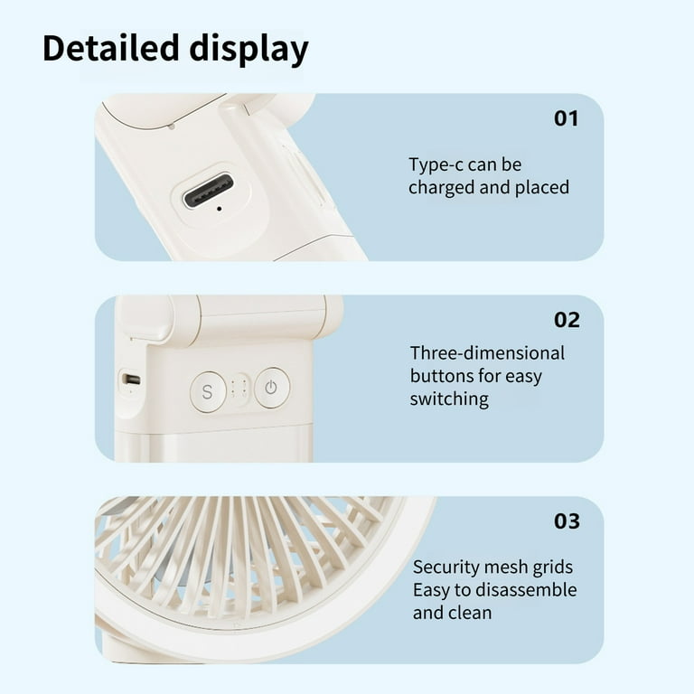 Amybaby 9000mAh Oscillating Desk Fan, 4 Speeds, LED photo 8