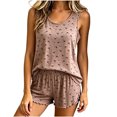 thumbnail image 2 of NTACZA Women's Pajama Sets Tank Top and Shorts Modal Cute Round Neck Sleeveless Soft Floral Loungewear Pjs 2 Piece Sleepwear Sets Size L, 2 of 5
