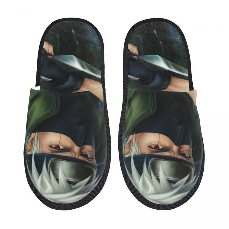 Naruto Hatake Kakashi Mens Clog Furry Slippers Indoor House Shoes