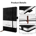 thumbnail image 3 of A5 Notebook, Notebook A5 Note Book Note Pad Journal Notebook A5 Notepad PU Leather Notebook Note Taking 200 Pages (100 Sheets)- Black, 3 of 5