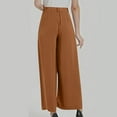 thumbnail image 5 of USNSM Wide Leg Pants for Women Trendy Solid Color Palazzo Trousers Fashion Elastic Waist Pant Loose Comfy Sweatpants Brown L, 5 of 6