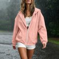 thumbnail image 4 of Edvintorg Womens Rain Jacket Solid Color Zip up Waterproof Raincoat Outdoor Long Sleeve Hooded Windbreaker with Pocket Womens Clothes Pink S-2XL, 4 of 8